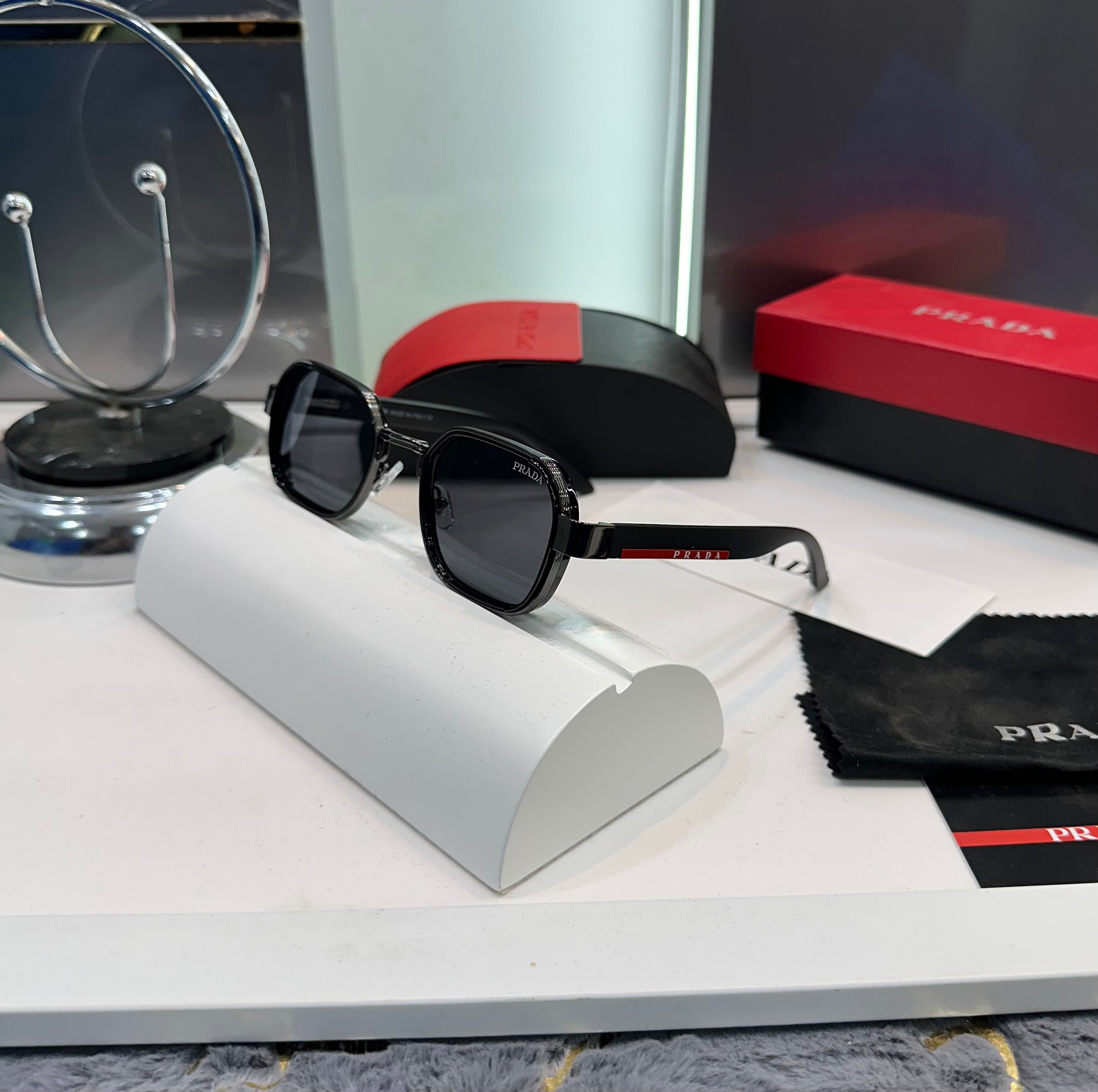 Prada Milano Black Karan Aujla Luxury Shade With Original Packing
