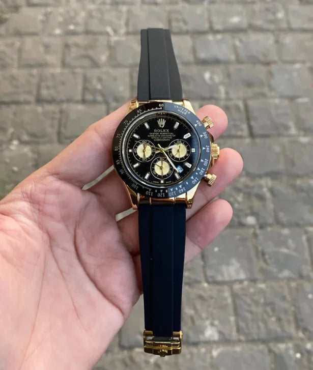 Dial Gold Case Silicon Strap Men's Watch - Image 1